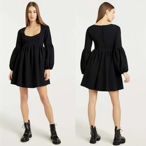 Cinq A Sept Dorina Balloon Long Sleeve Mini Dress Women's Black Size: 12